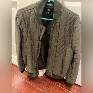 H&M Khaki Quilted Bomber Jacket